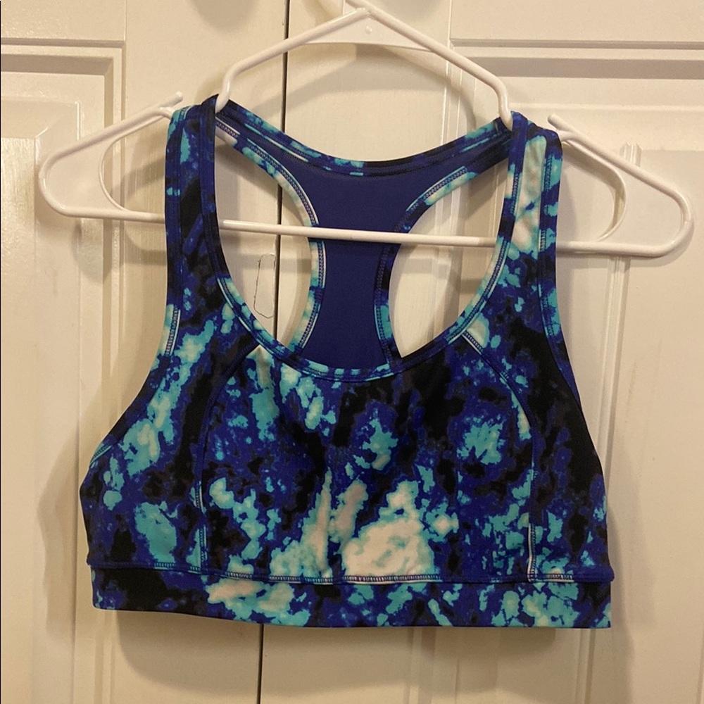 Blue Tie-Dye Sports Bra